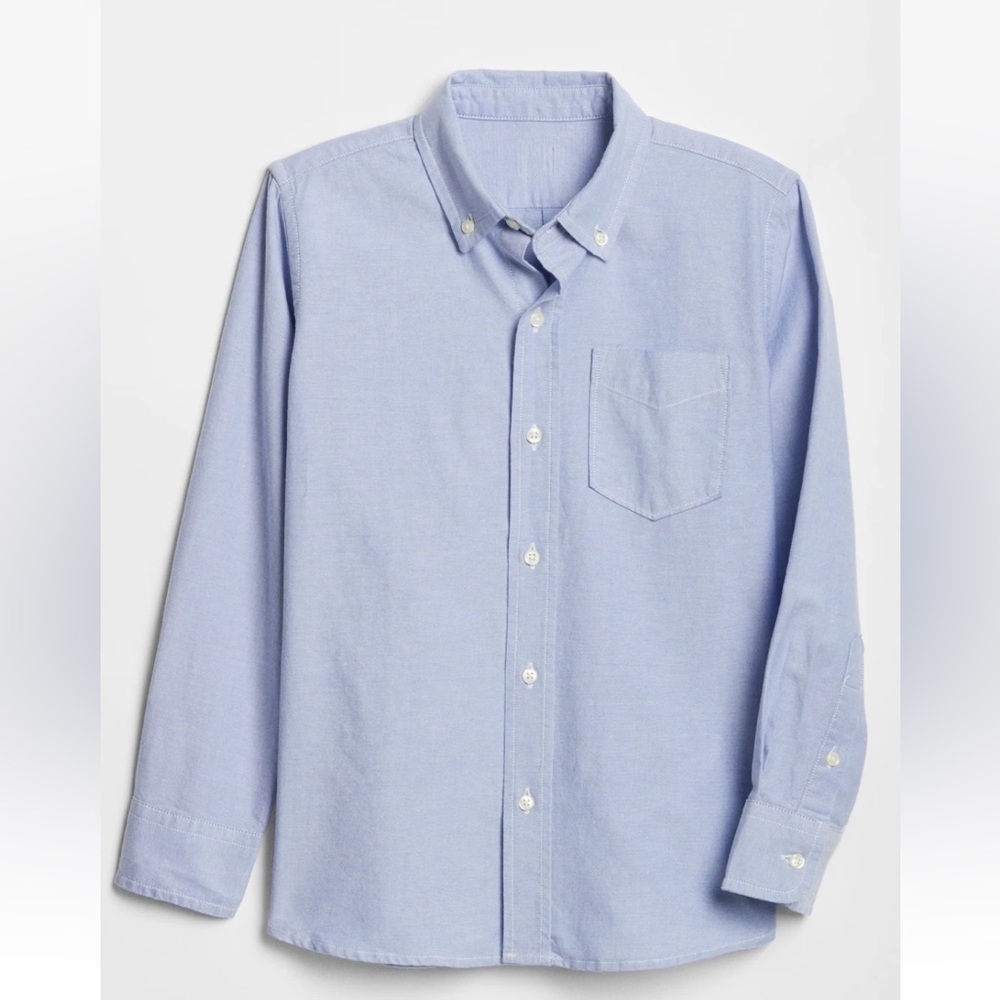 NEW Gap Kids Blue Button-Down Dress Shirt Size Medium(10/12) Youth Oxford Style